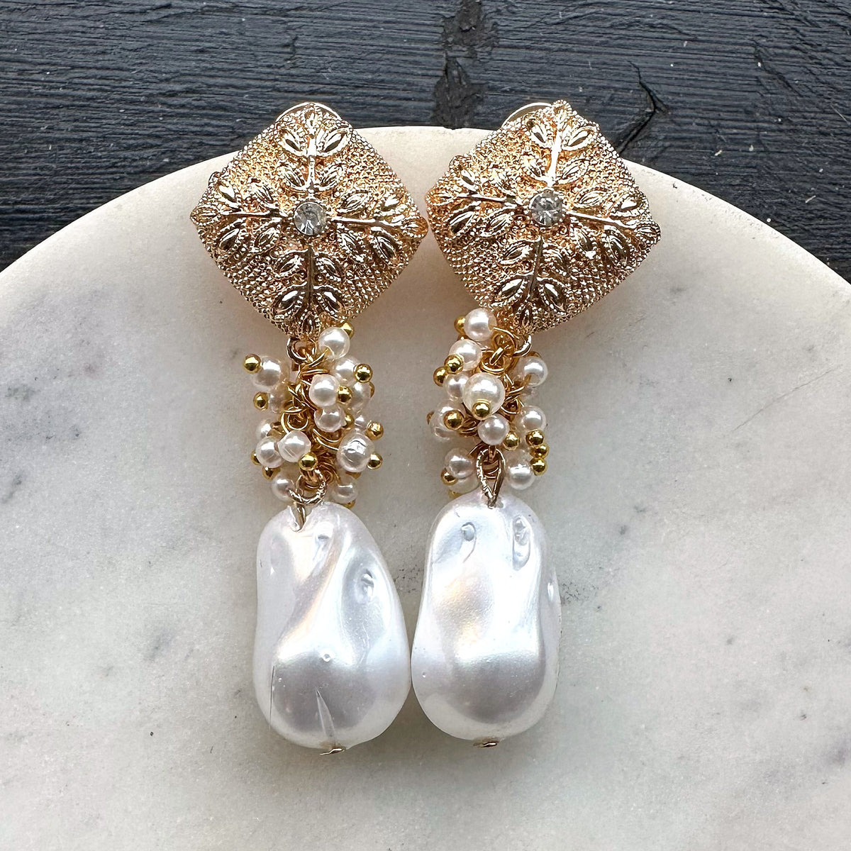Aro Perla N°44 – Aros de perlas con racimo de perlas