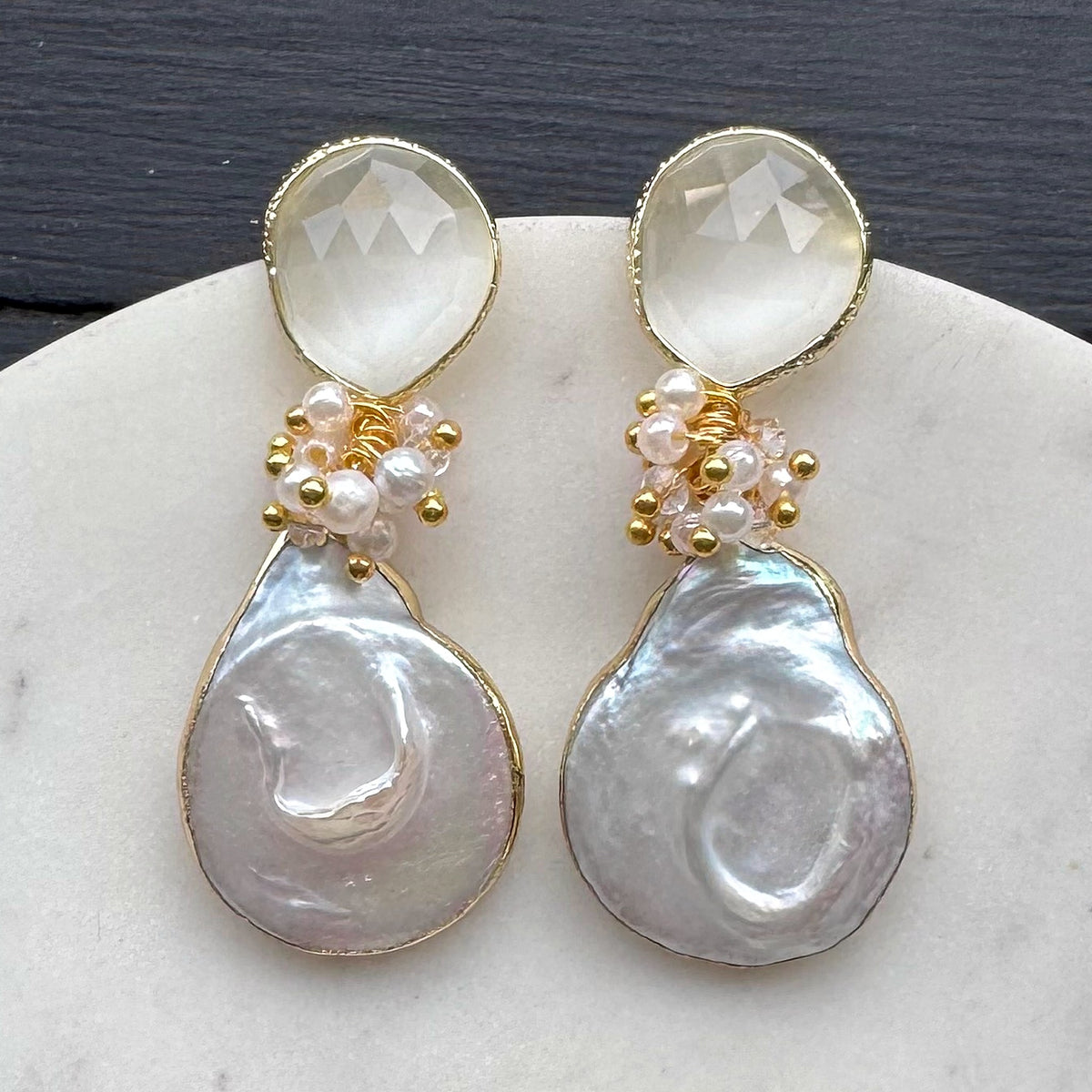 Aro Perla N°39 – Aros de perlas con racimo de perlas