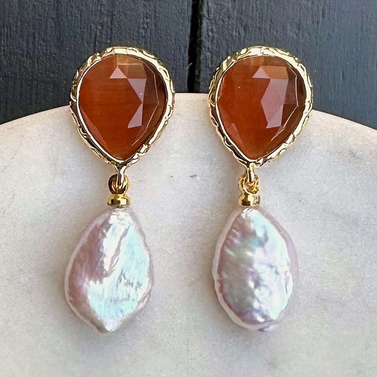 Aro Piedra N°116 – Aros de piedras con perlas y cristales