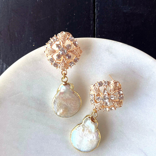 Aro Perla N°30 – Aros de perlas con cristales facetados