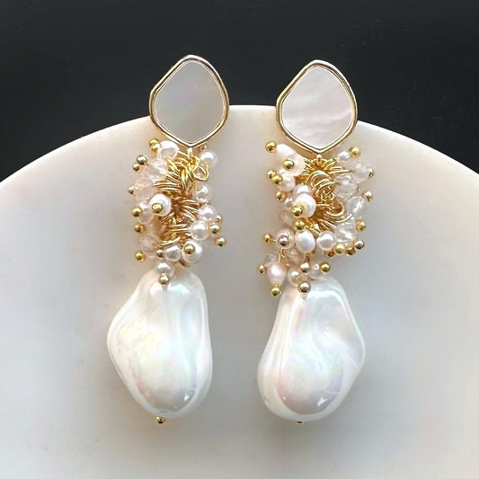 Aro Perla N°5 – Aros de perlas con cristales facetados