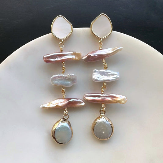 Aro Perla N°7 – Aros de perlas con cristales facetados