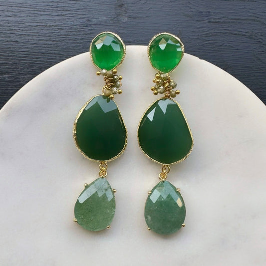 Aro Piedra N°30 – Aros de piedras con cristales facetados y racimo de piedras