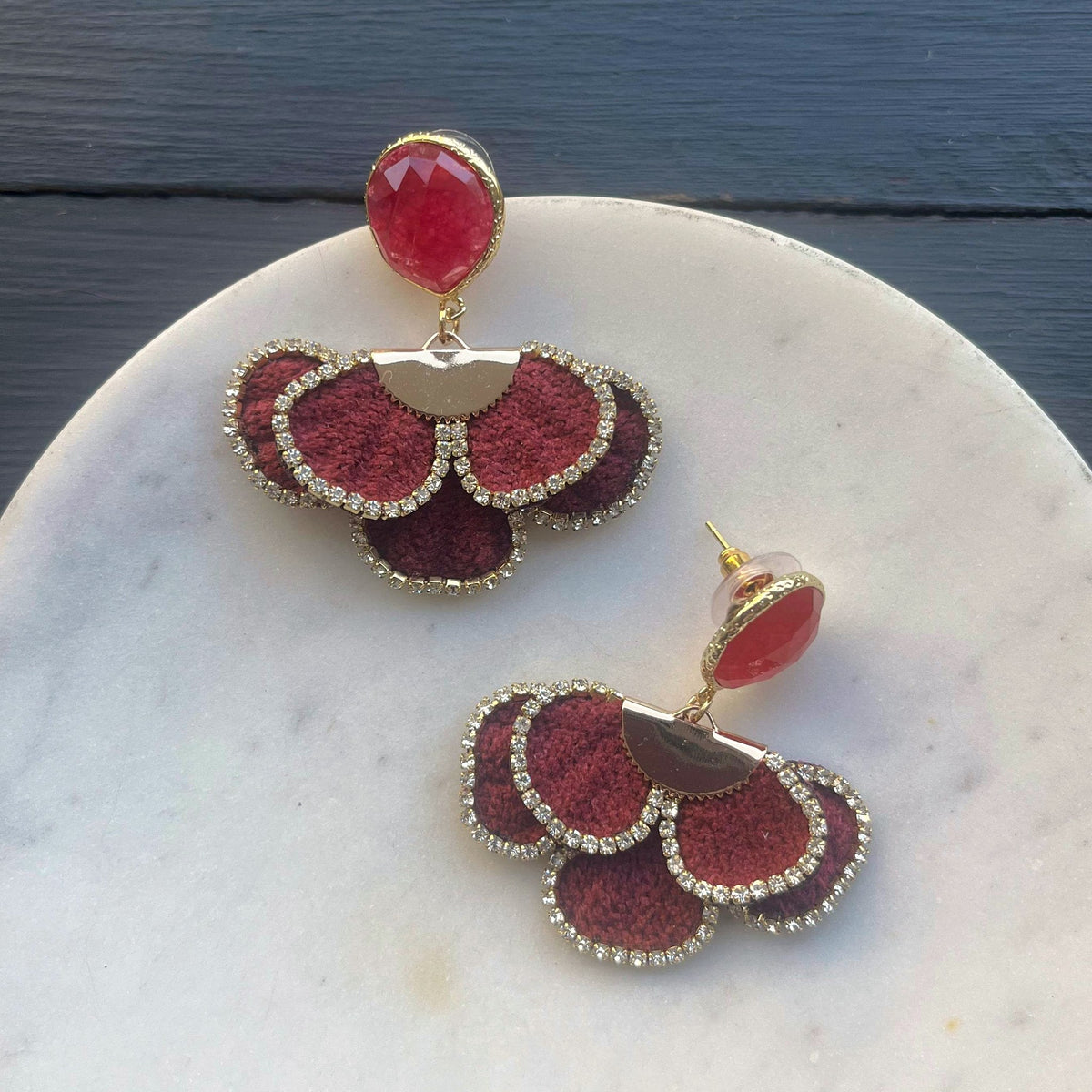 Aro Piedra N°66 – Aros de piedras con flor de género (foto 5)